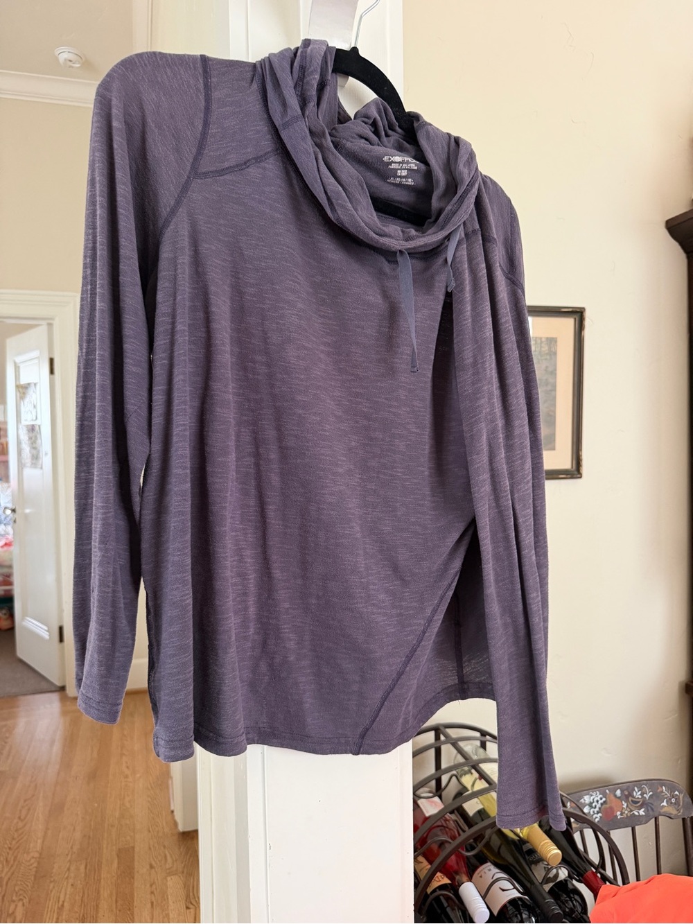 ExOfficio Heathered Gray Lavender Cowl Neck Pullover
